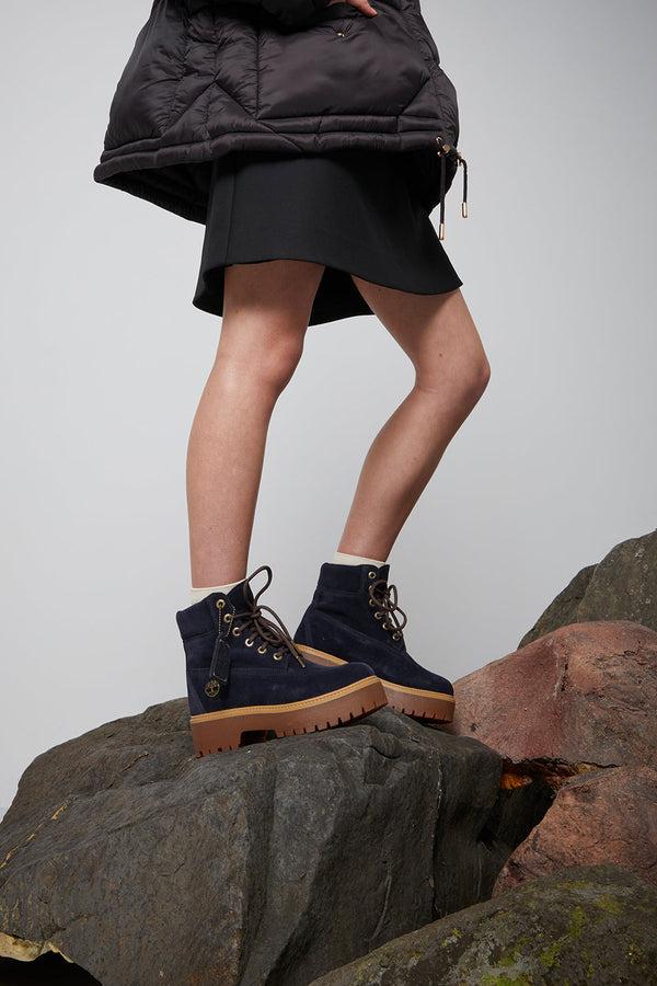 Karen Walker Stone Street 6-Inch Waterproof Boot Dark Blue Suede