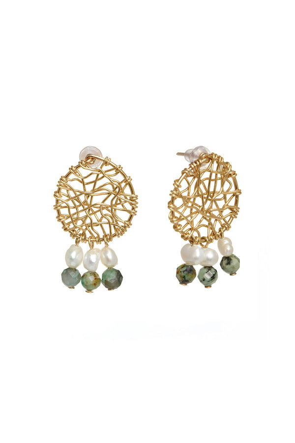 karen walker Stud Daydreamer Pearl and Turquoise Earring