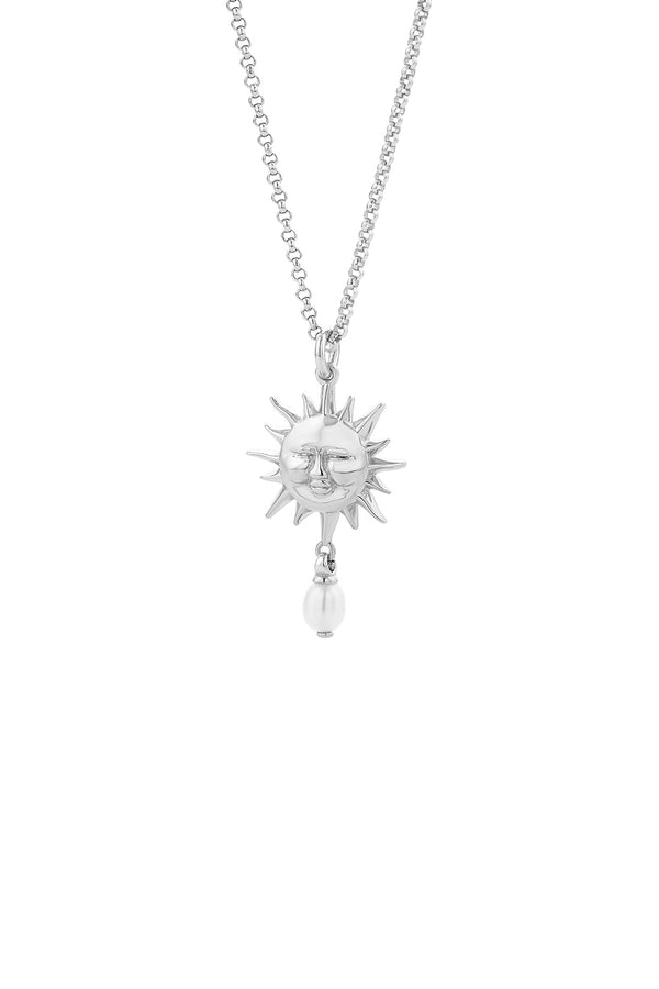Karen Walker Sun Necklace With 1 X 5mm Teardrop Freshwater Pearl Silver