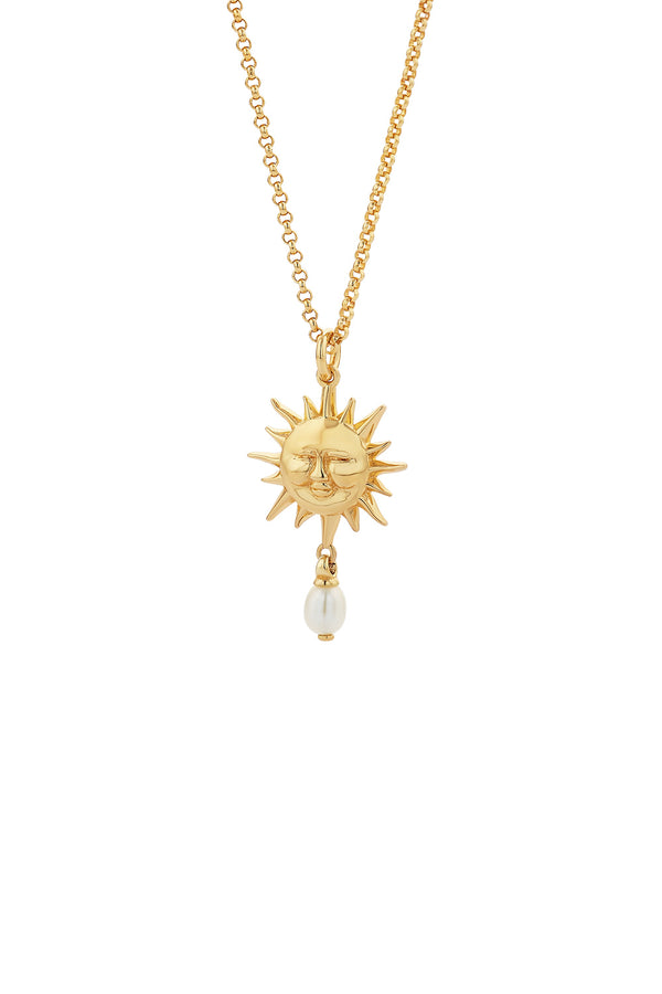 Karen Walker Sun Necklace With 1 X 5mm Teardrop Freshwater Pearl Gold-Plated
