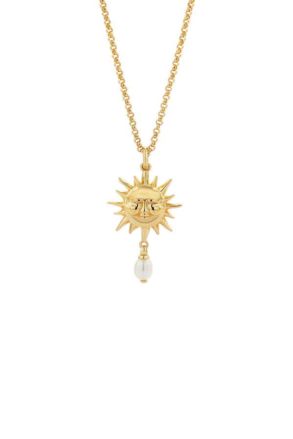 karen walker Sun Necklace with 1 x 5mm Teardrop Freshwater Pearl Gold-Plated