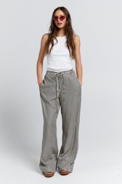 Karen Walker Tied Palazzo Lounge Pants Black Stripe