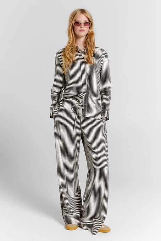 karen walker Tied Palazzo Lounge Pants Black Stripe
