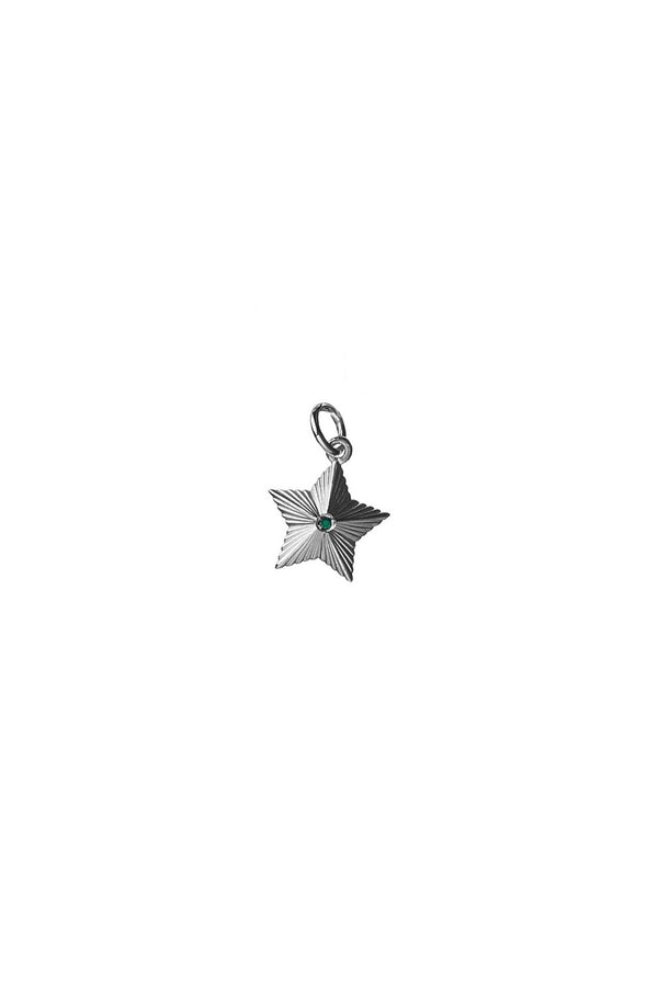 Karen Walker Victory Star Charm With 1X1.75mm Biron Emerald Silver