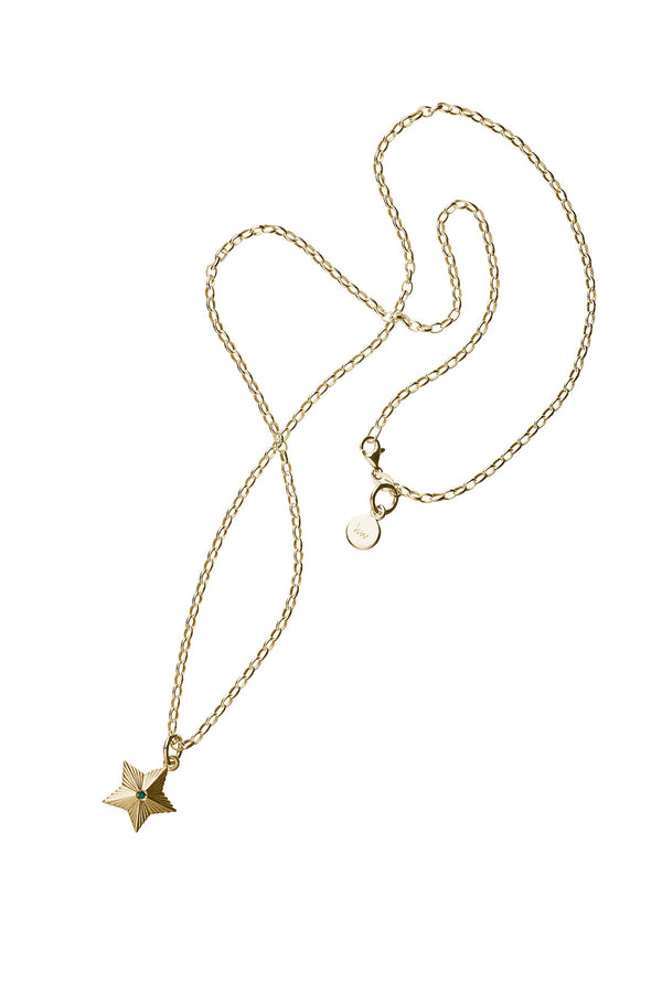 Karen Walker Victory Star Necklace With 1X1.75mm Biron Emerald Gold-Plated