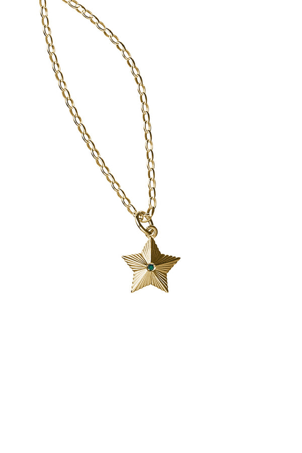 Karen Walker Victory Star Necklace With 1X1.75mm Biron Emerald Gold