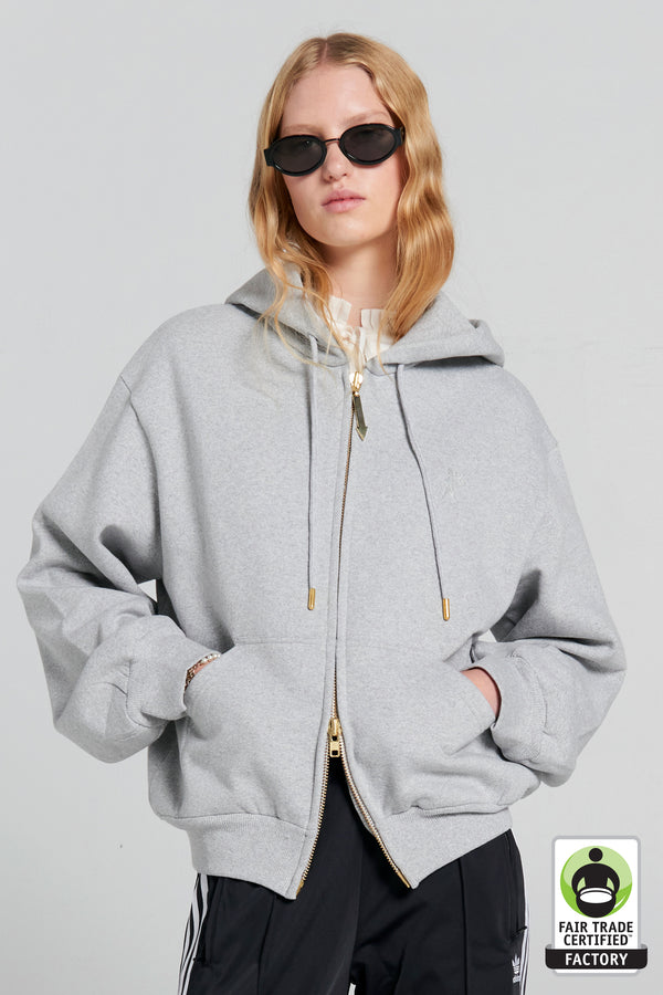 Karen Walker Walker Cropped Oversized Hoodie Grey Marle