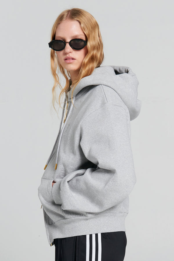 Karen Walker Walker Cropped Oversized Hoodie Grey Marle