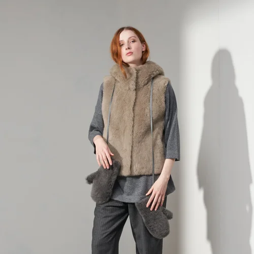 Karl Donoghue Cashemere Shearling Mittens With Detachable Strap