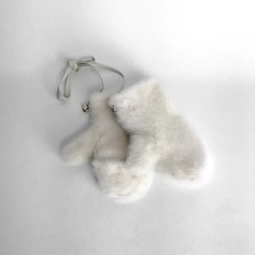 Karl Donoghue Cashemere Shearling Mittens With Detachable Strap