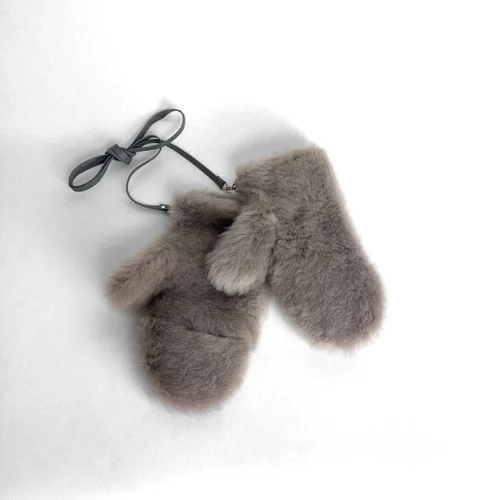 Karl Donoghue Cashemere Shearling Mittens With Detachable Strap