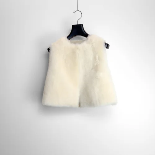 karl donoghue Cashmere & Feather Shearling Cropped Gilet