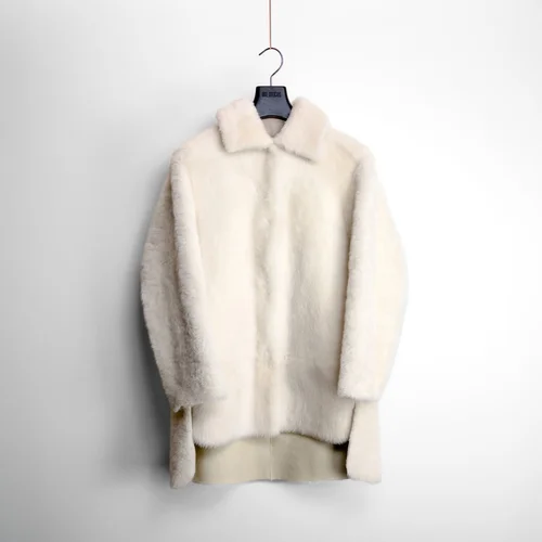 Karl Donoghue Cashmere Touch & Feather Shearling Midi Coat