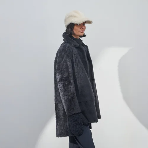 Karl Donoghue Cashmere Touch & Feather Shearling Midi Coat
