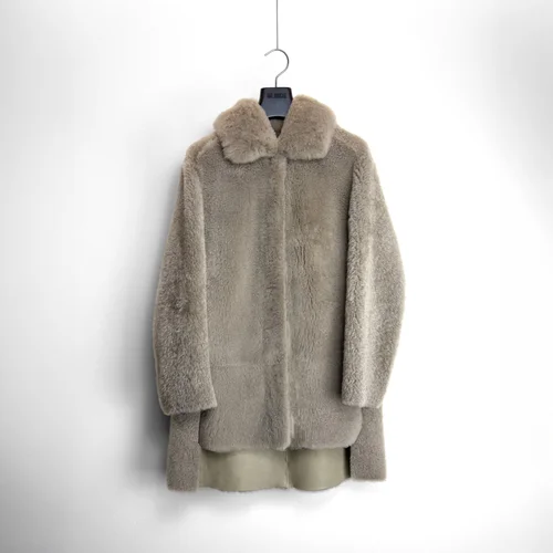 karl donoghue Cashmere Touch & Feather Shearling Midi Coat