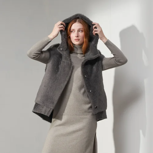 Karl Donoghue Cashmere Touch Shearling Bomber Gilet