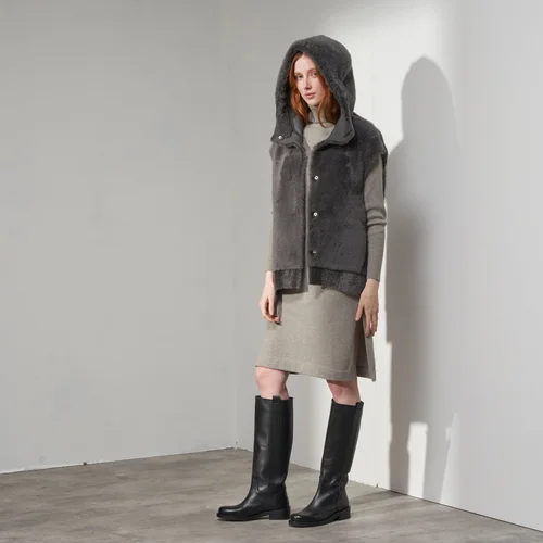 Karl Donoghue Cashmere Touch Shearling Bomber Gilet