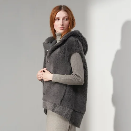 Karl Donoghue Cashmere Touch Shearling Bomber Gilet