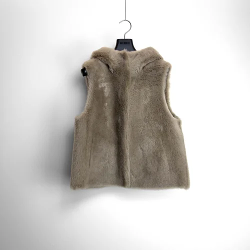 karl donoghue Cashmere Touch Shearling Hooded Gilet
