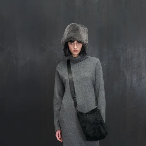 Karl Donoghue Cashmere Touch Shearling Reversible Cloche Hat