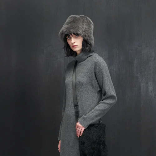 Karl Donoghue Cashmere Touch Shearling Reversible Cloche Hat