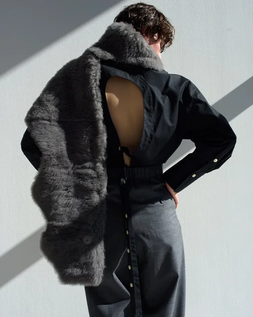 Karl Donoghue Cashmere Shearling Button Scarf