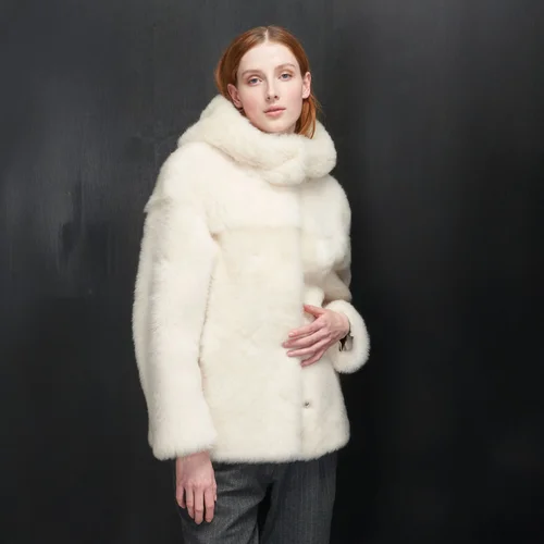 Karl Donoghue Cashmere Shearling Hooded Jacket