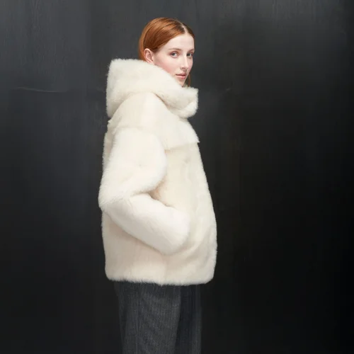 Karl Donoghue Cashmere Shearling Hooded Jacket