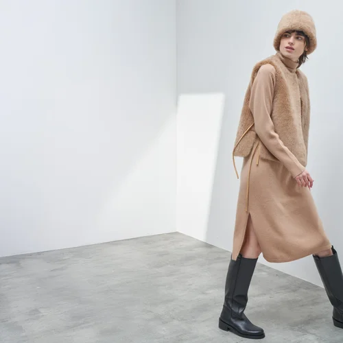 Karl Donoghue Cashmere Shearling Tie Gilet