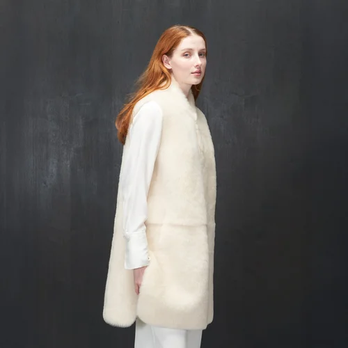 Karl Donoghue Cashmere Touch Shearling Long Gilet