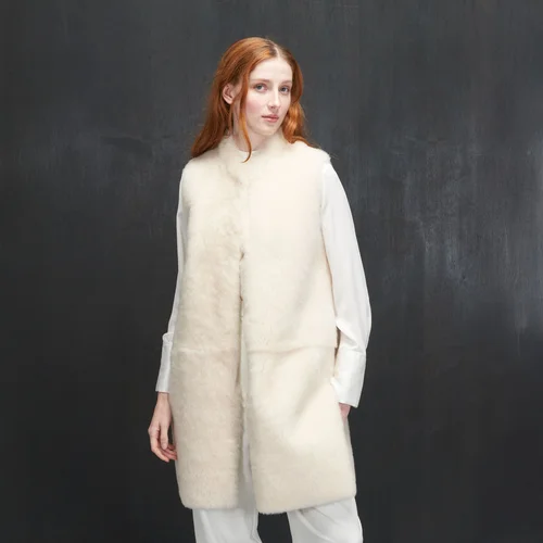 Karl Donoghue Cashmere Touch Shearling Long Gilet