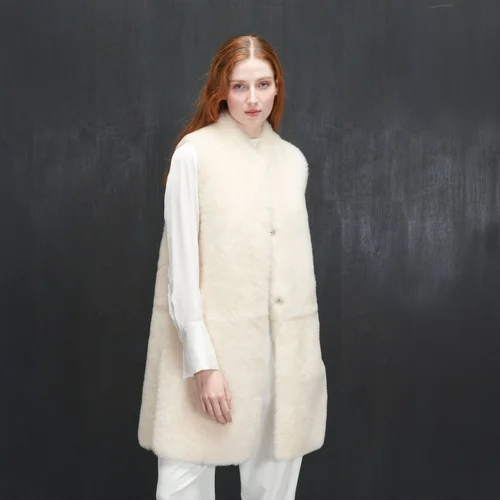 Karl Donoghue Cashmere Touch Shearling Long Gilet