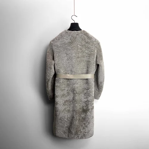 Karl Donoghue Chenille Shearling Belted Coat