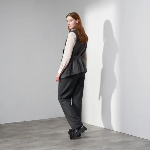 Karl Donoghue Feather Shearling Belted Gilet