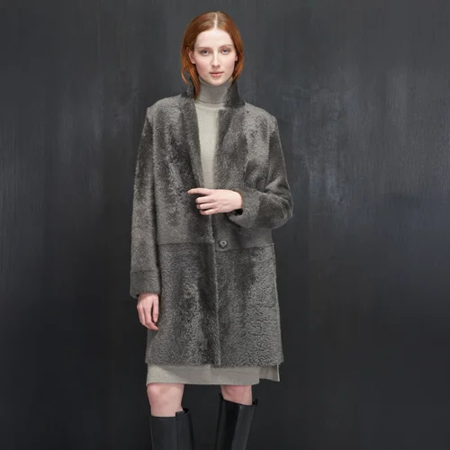 Karl Donoghue Feather Shearling Crombie Coat