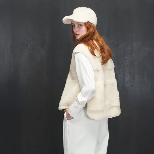 Karl Donoghue Patchwork Shearling & Cotton Reversible Gilet