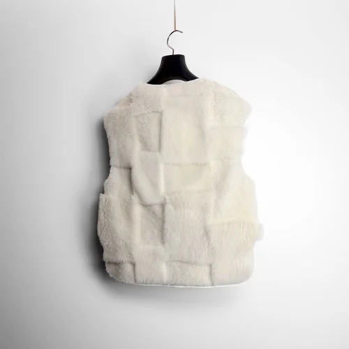 Karl Donoghue Patchwork Shearling & Cotton Reversible Gilet