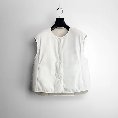 karl donoghue Patchwork Shearling & Cotton Reversible Gilet