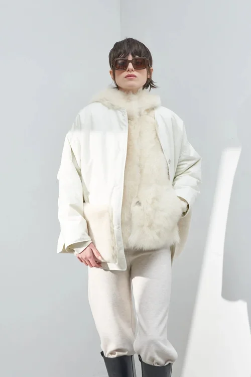 Karl Donoghue Toscana And Feather Shearling Hooded Gilet