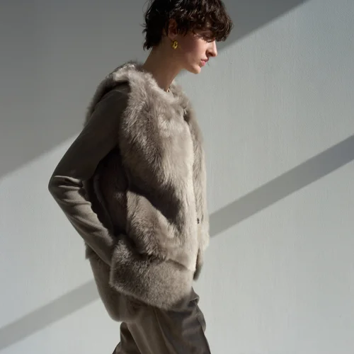 Karl Donoghue Toscana And Feather Shearling Midi Gilet
