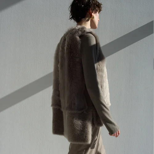 Karl Donoghue Toscana And Feather Shearling Midi Gilet