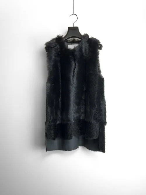 karl donoghue Toscana and Feather Shearling Midi Gilet