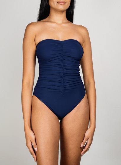 karla colletto Basics ruched bandeau with shelf bra