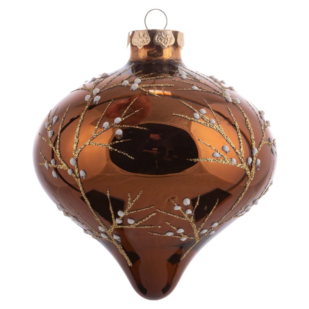 karma gifts 4.5" Chestnut Glitter Branch Glass Ornaments