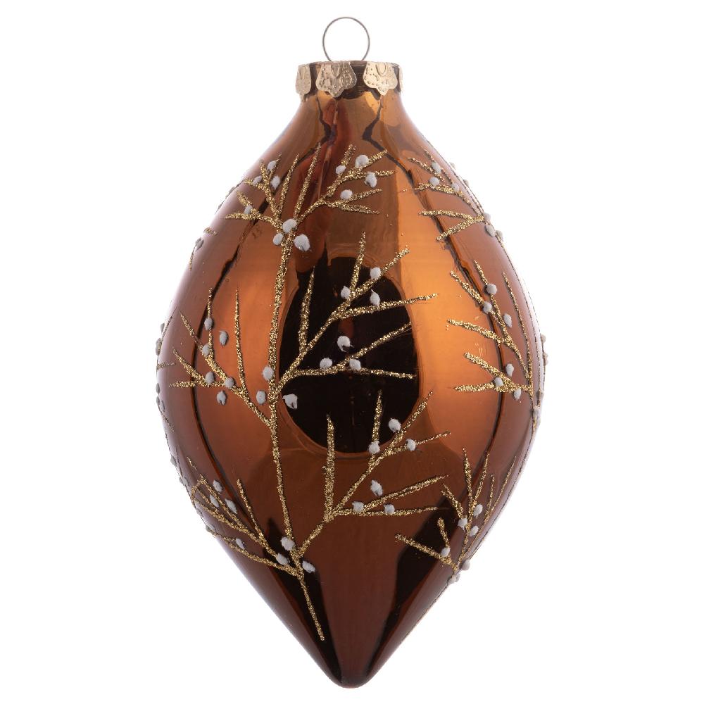 karma gifts 5.5" Chestnut Glitter Branch Glass Ornaments