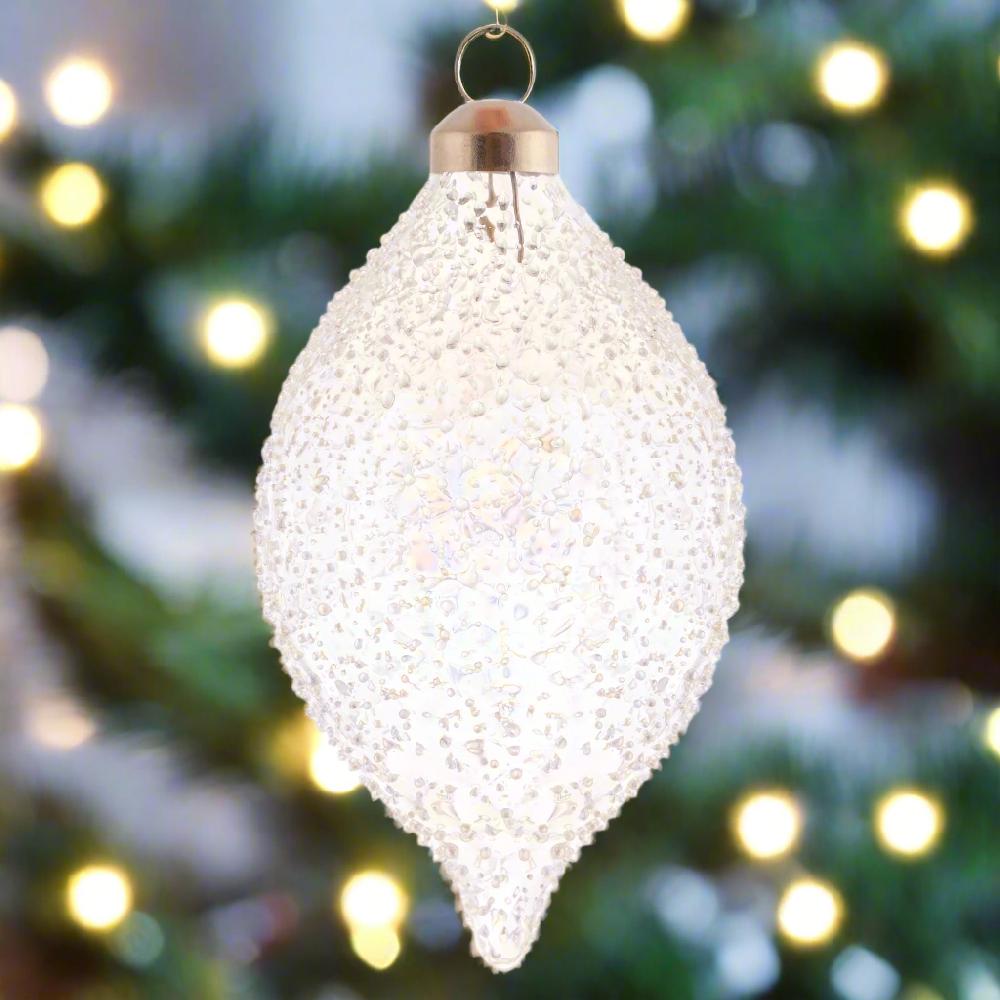 Karma Gifts 5.5" Iridescent Icy Snow Glass Ornaments