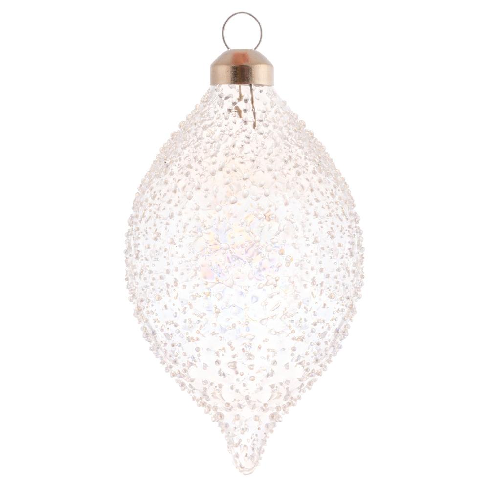 karma gifts 5.5" Iridescent Icy Snow Glass Ornaments