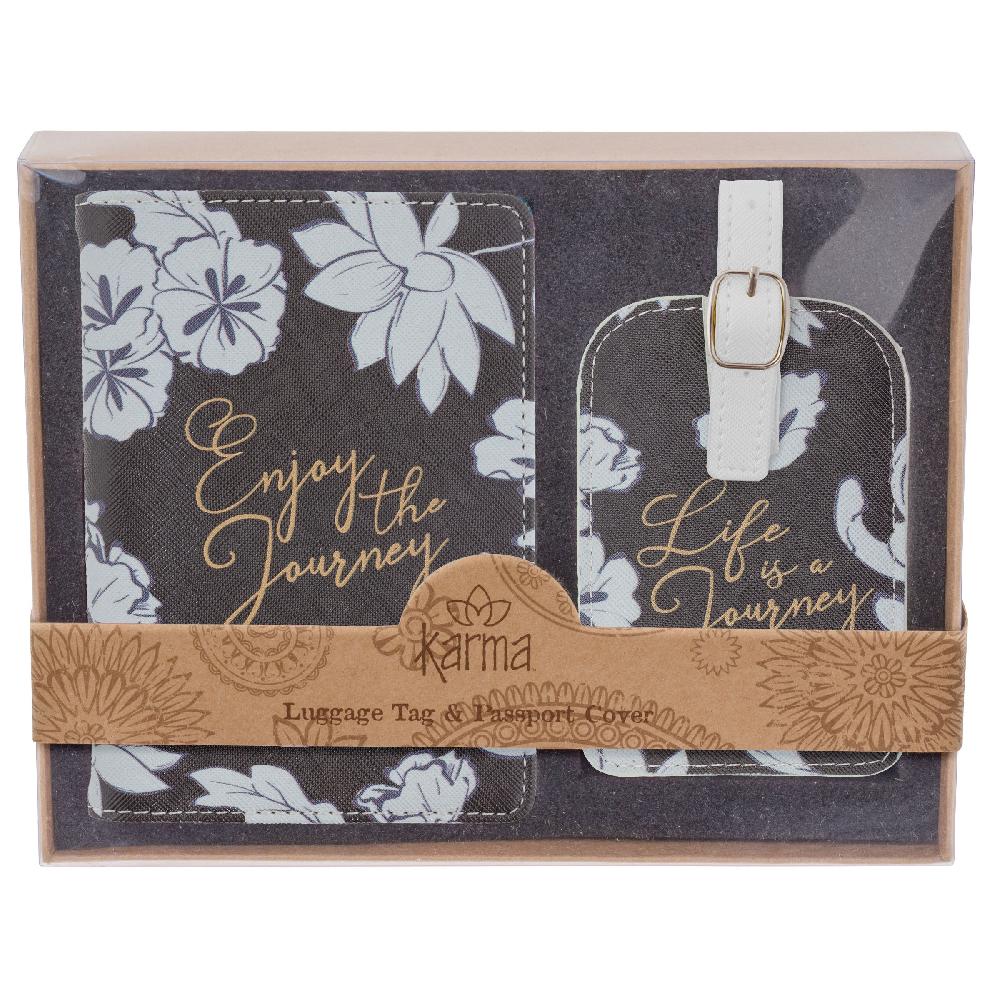 Karma Gifts Asian Floral Passport Holder & Luggage Tag Sets