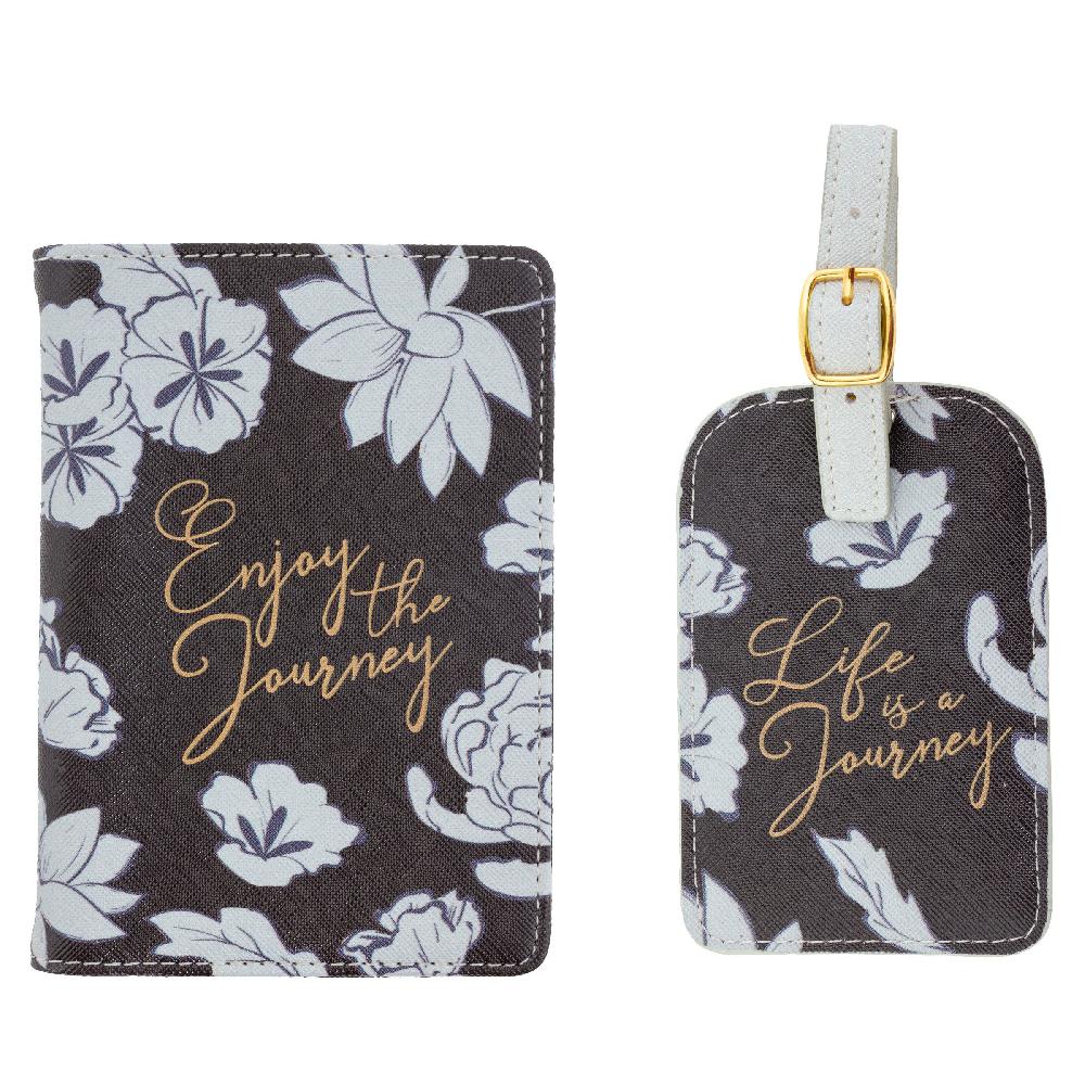 Karma Gifts Asian Floral Passport Holder & Luggage Tag Sets
