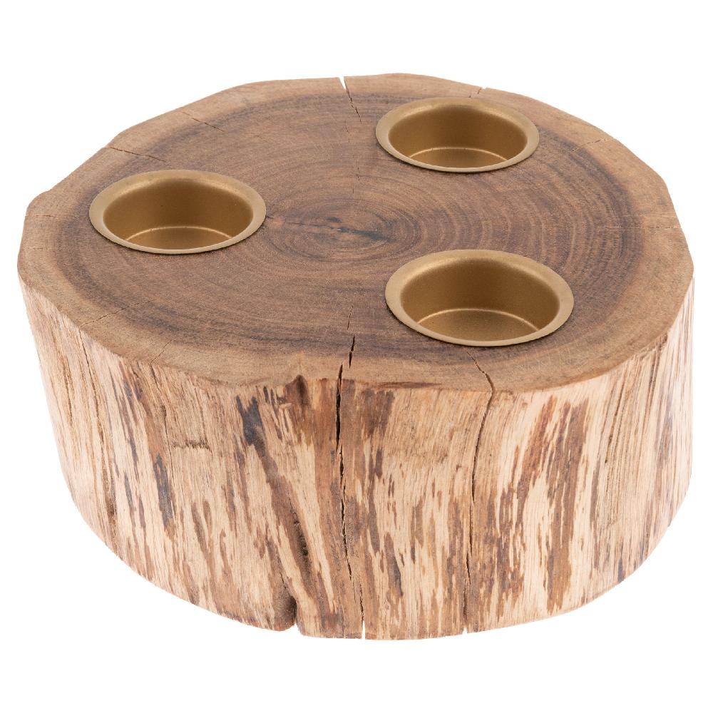 karma gifts Aspen Round Wood Candle Holder Aspen Round Wood Candle Holder